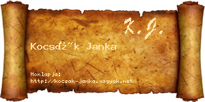 Kocsák Janka névjegykártya